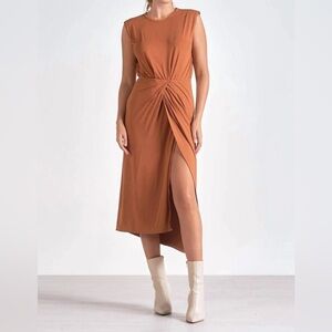 NWOT Elan Terracotta asymmetrical wrap style dress, size M